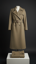 Taupe Gold Wool Trench Coat